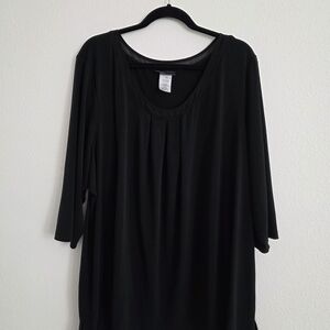 Just My Size Black Scoop Neck Top with 3/4 Sleeves 4X 26/28